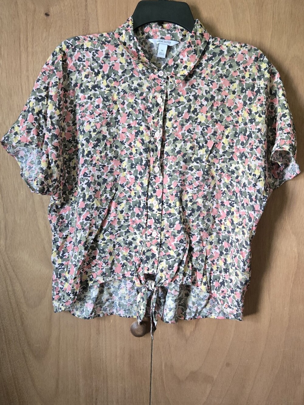 Floral Tie-Hem Button Front Blouse